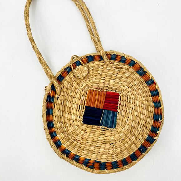 Round straw weaved Shoulder bag - Picture 1 of 5